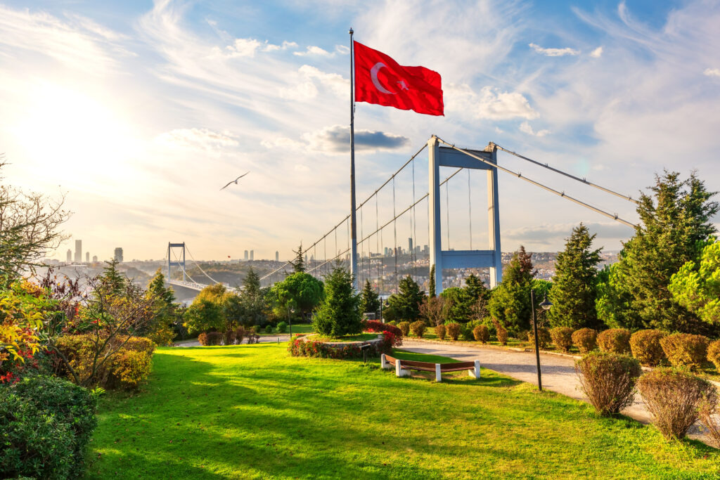 Turkish,Flag,Near,The,Second,Bosphorus,Bridge,Or,Fatih,Sultan