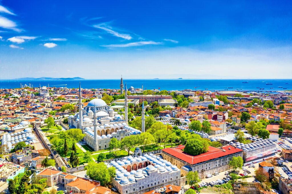 Aerial,Drone,View,Of,The,Suleymaniye,Mosque,,Huge,Ottoman,Imperial